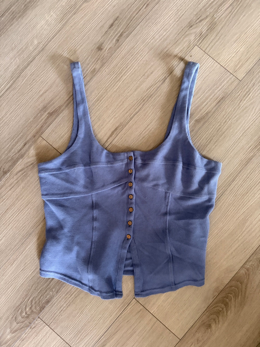 Free People Periwinkle Ribbed Button-Front Tank